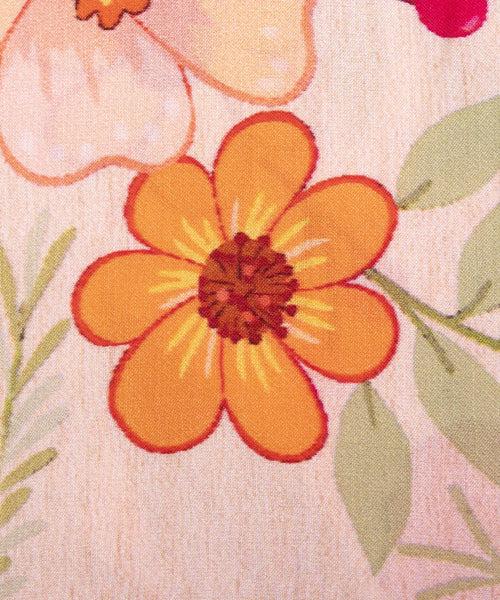 Light Beige Floral Print Viscose Modal Satin Fabric