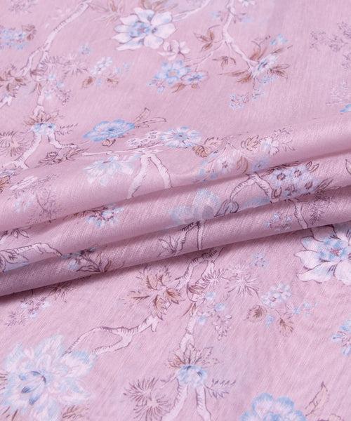 Cloud Grey Digital Floral Printed Chanderi Fabric