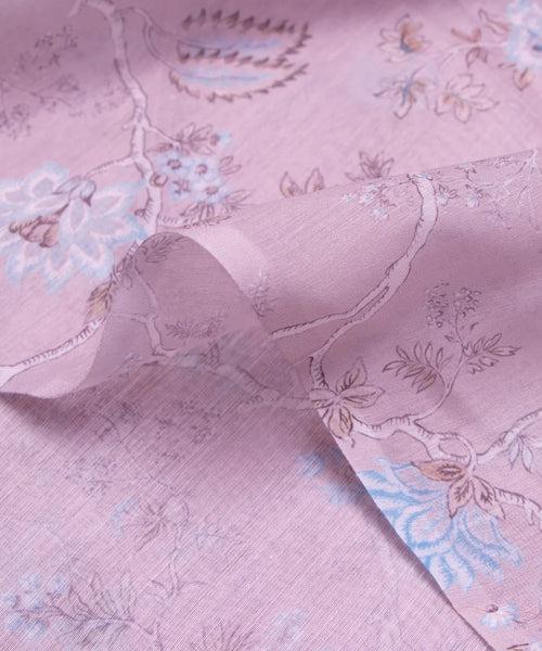 Cloud Grey Digital Floral Printed Chanderi Fabric