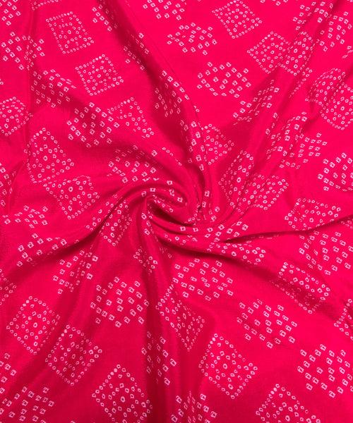 Magenta Bandhani Printed Chinon Silk Fabric