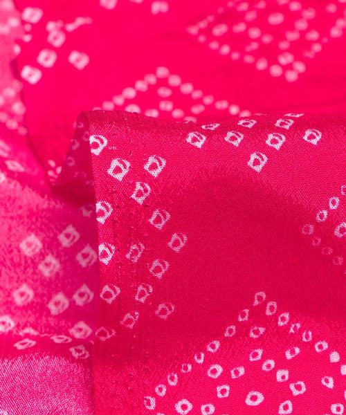 Magenta Bandhani Printed Chinon Silk Fabric