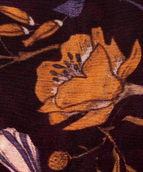 Dark Wine Floral Printed Chinon Silk Fabric