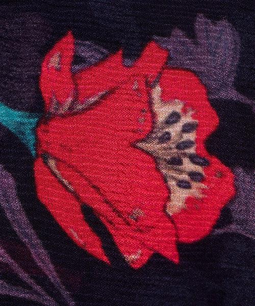 Black Floral Printed Chinon Silk Fabric