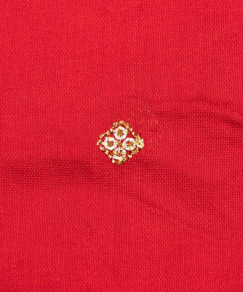 Red Embroidery Modal Chanderi Fabric