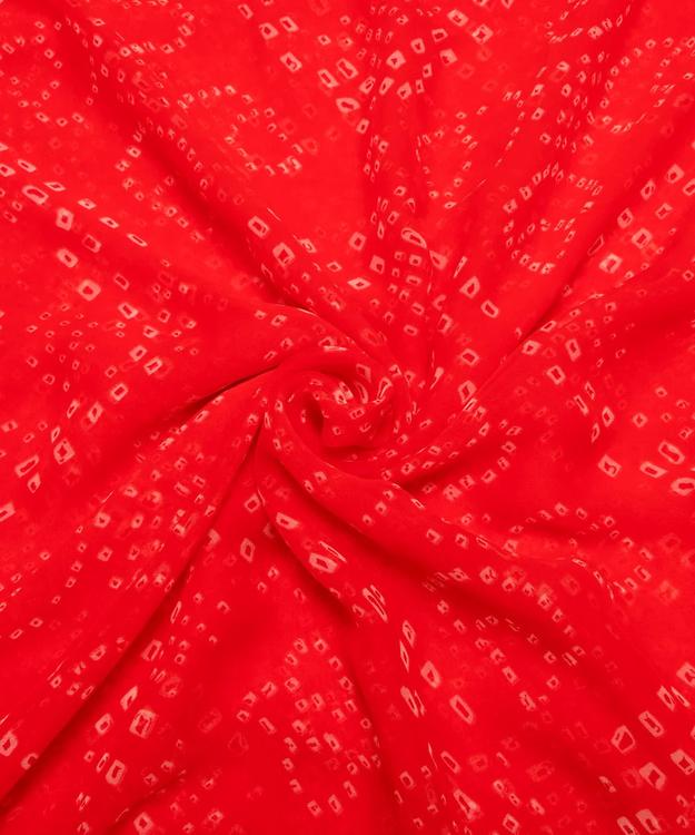 Red Bandhani Print Georgette Fabric