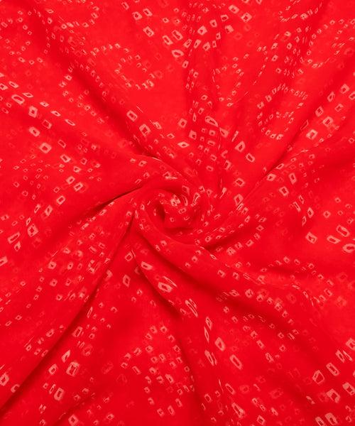 Red Bandhani Print Georgette Fabric