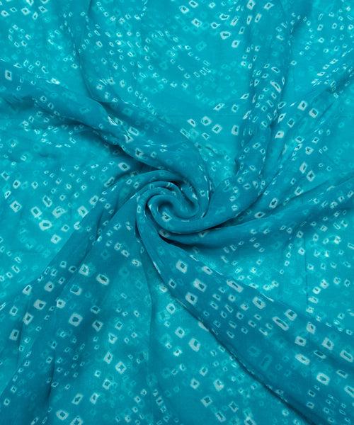 Turquoise Bandhani Print Georgette Fabric