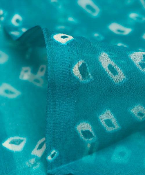 Turquoise Bandhani Print Georgette Fabric