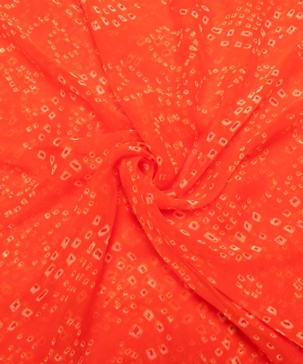 Orange Bandhani Print Georgette Fabric