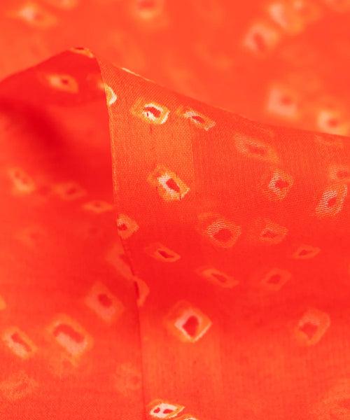 Orange Bandhani Print Georgette Fabric