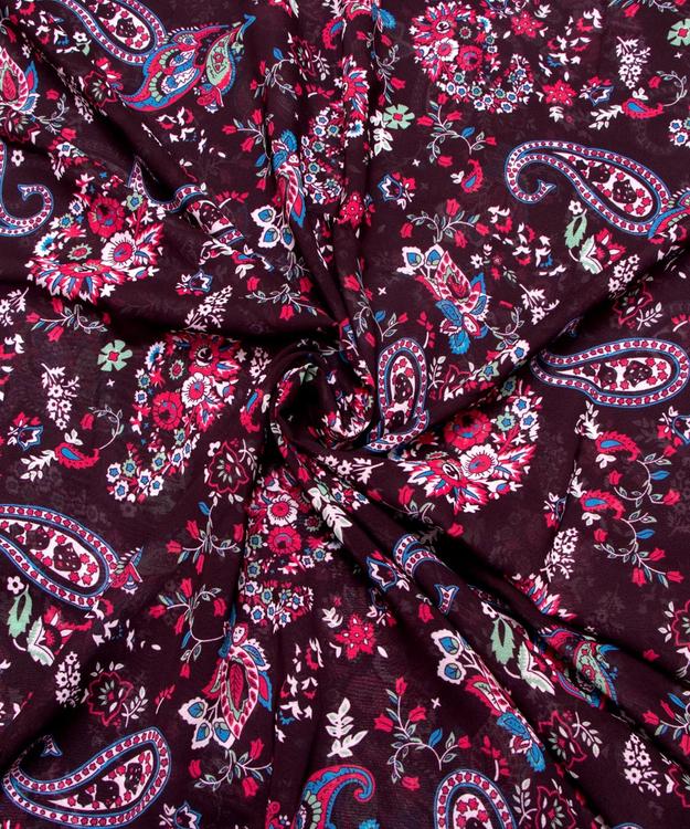 Black Color Floral Digital Print Georgette Fabric