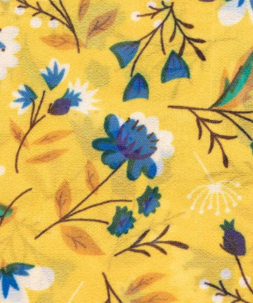 Yellow Color Floral Digital Print Georgette Fabric