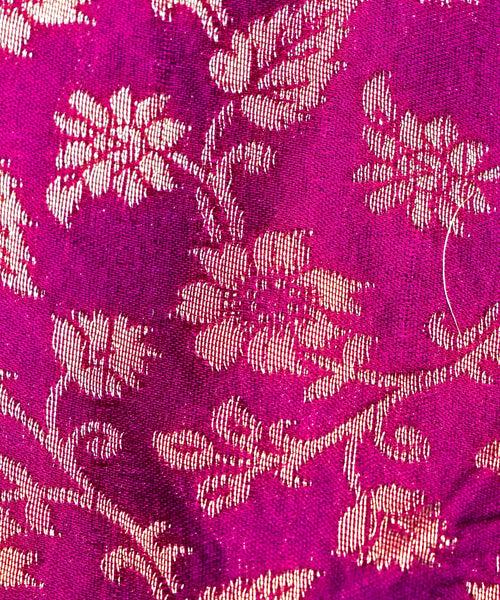 Dark Purple Floral Pattern Silk Banarasi Brocade Fabric