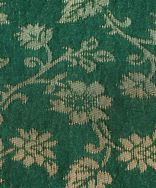 Dark Green Floral Pattern Silk Banarasi Brocade Fabric