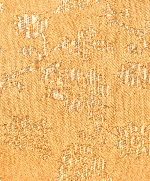 Golden Beige Floral Pattern Silk Banarasi Brocade Fabric