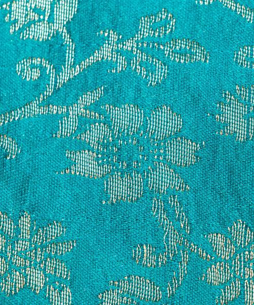 Firozi Floral Pattern Silk Banarasi Brocade Fabric