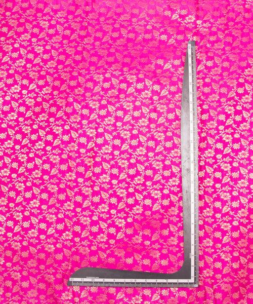 Magenta Floral Pattern Silk Banarasi Brocade Fabric