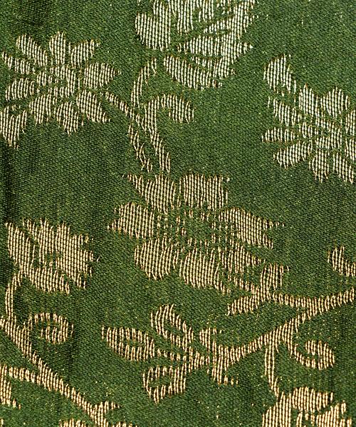 Olive Green Floral Pattern Silk Banarasi Brocade Fabric