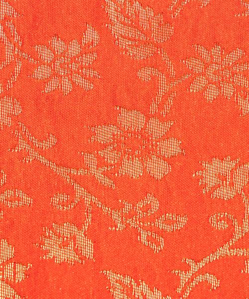 Orange Floral Pattern Silk Banarasi Brocade Fabric