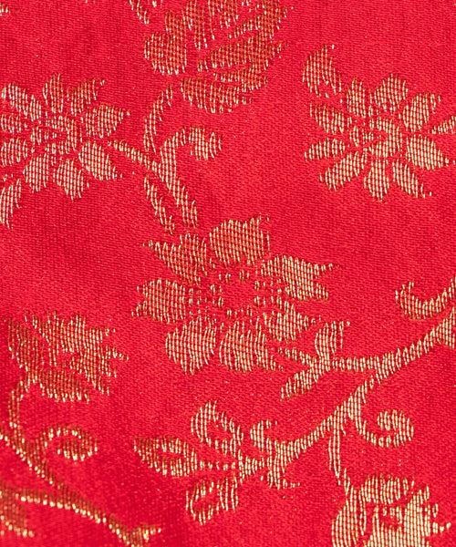 Red Floral Pattern Silk Banarasi Brocade Fabric