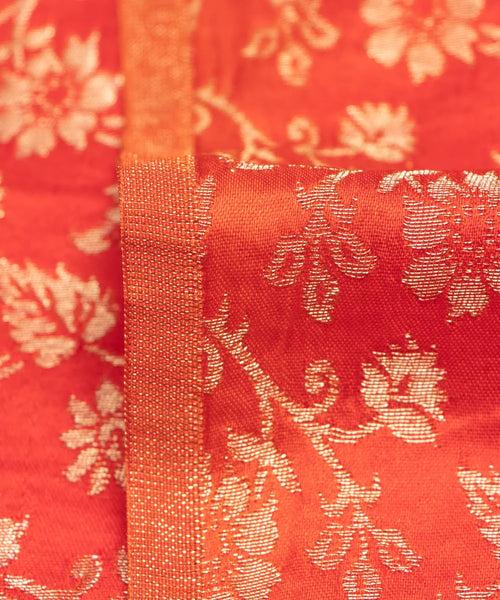 Gajari Floral Pattern Silk Banarasi Brocade Fabric