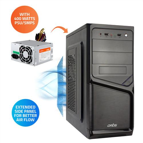 ZEAL 2.0 Computer Cabinet Support Full ATX/ Micro ATX Motherboard, 1 x 80mm Fan with 400W Power Supply