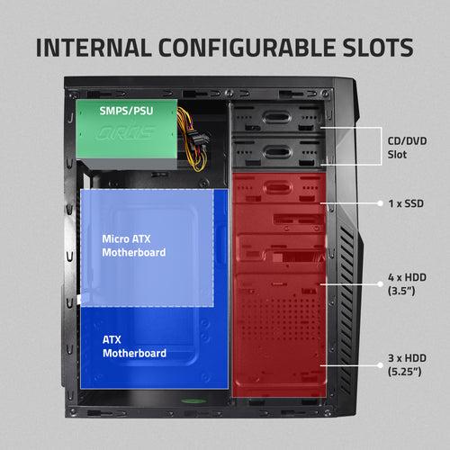 ZEAL 2.0 Computer Cabinet Support Full ATX/ Micro ATX Motherboard, 1 x 80mm Fan with 400W Power Supply