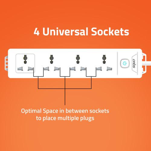 AR-4SS 4 Universal Sockets Surge Protector with Single Switch