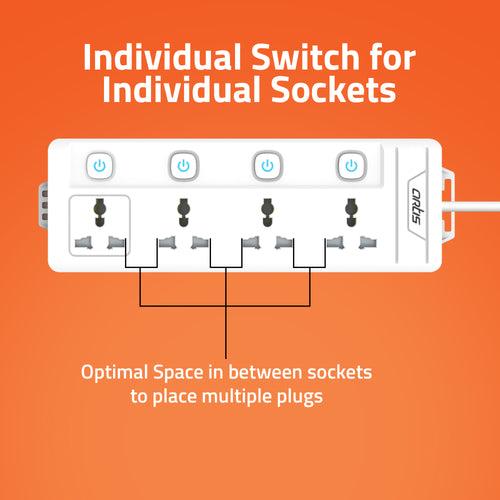 AR-4MS 4 Universal Sockets with Multi Switch Surge Protector