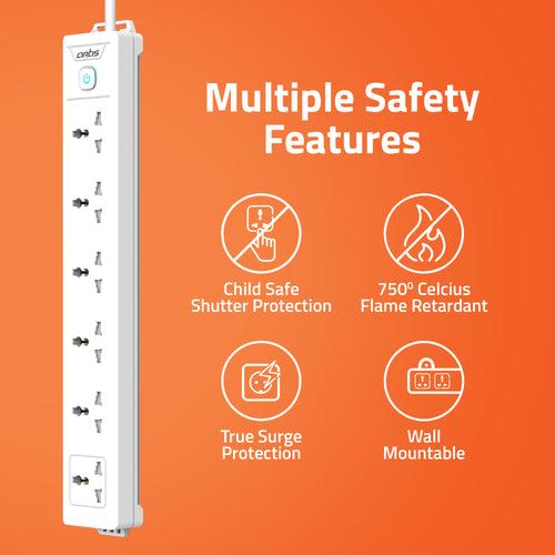 AR-6SS 6 Universal Sockets Surge Protector with Single Switch