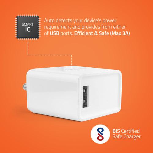 UQC100 QC3.0 Quick Wall Charger Adapter with Type C Cable(White)