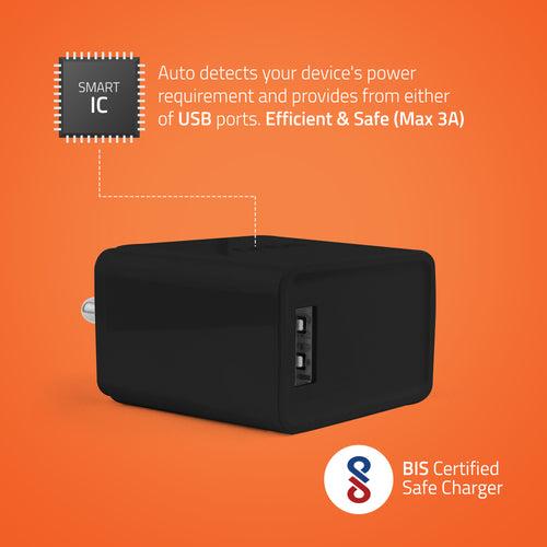 UQC100 QC3.0 Quick Wall Charger Adapter with Type C Cable(Black)