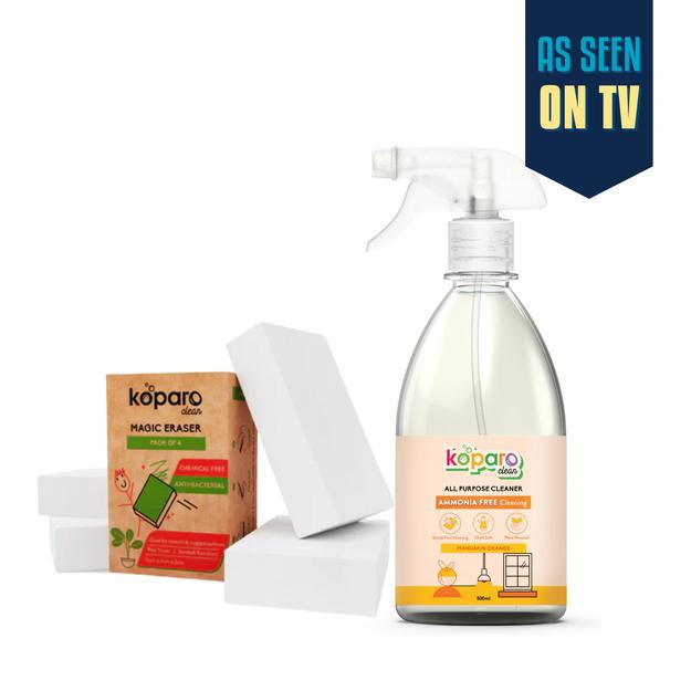 Combo | Natural All-Purpose Cleaner - 500 ML | Magic Eraser - Pack of 4 |