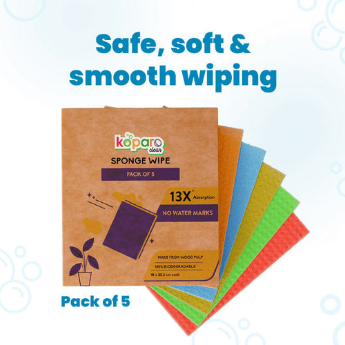 Combo | Natural Sponge Wipes - Pack of 5 | Dishwashing Liquid - Lime and Basil - 750 ML