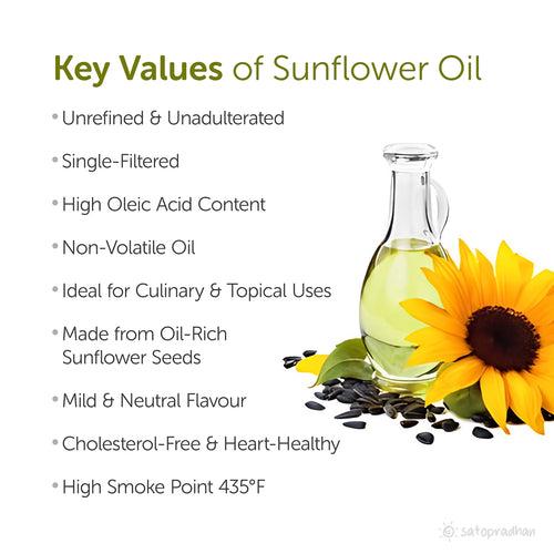 Organic Sunflower Oil 1000ml - Pure, Unrefined, Single-Filtered, Virgin & Wooden Cold-pressed (Kacchi Ghani) without Preservatives | Reusable Glass Bottle | High Oleic Acid |