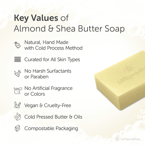 Cold-Processed Almond & Shea Soap 100g - Moisturizing | Handmade Soap Bar | Organic Soap | Skin Cleanser