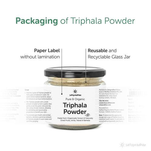 Triphala Powder 150g - Made from Organically Grown & Dried Amla, Baheda & Harad | USDA & NPOP Certified Organic | Pure Triphala Churna | Weight Loss | Digestion |Immunity