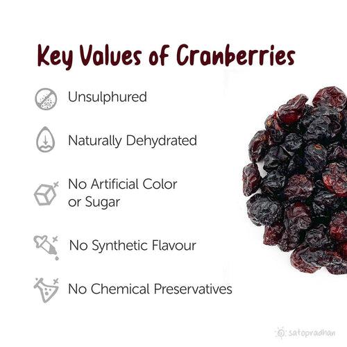 Cranberries Whole Dried  -  Organically  Cultivated & Naturally Dehydrated in 200g pack - Unsweetened and Unsulphured without Synthetic Flavours/Colors or Chemical Preservatives