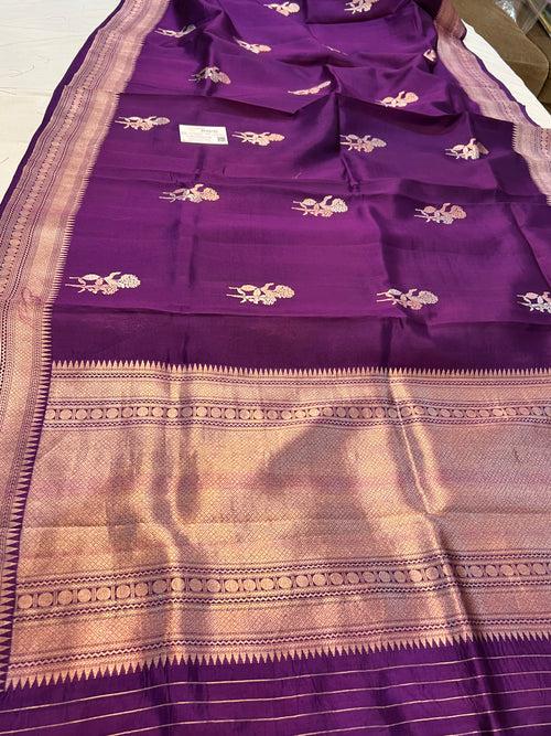 Purple Pure Banarasi Handloom Silk Saree