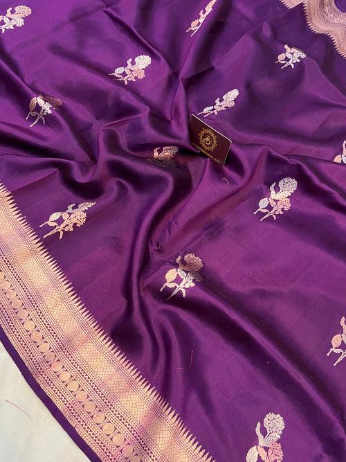 Purple Pure Banarasi Handloom Silk Saree