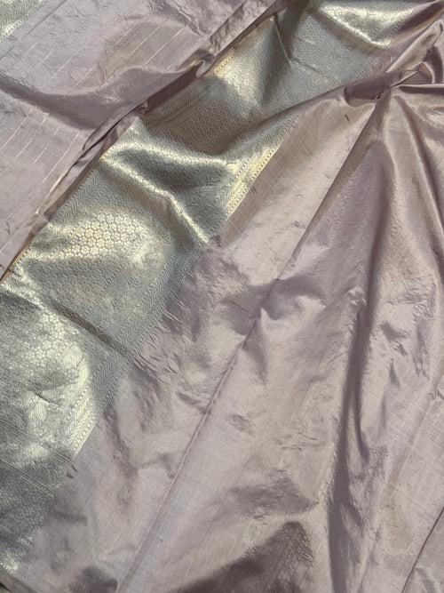 Grey Banarasi Handloom Katan Silk Saree