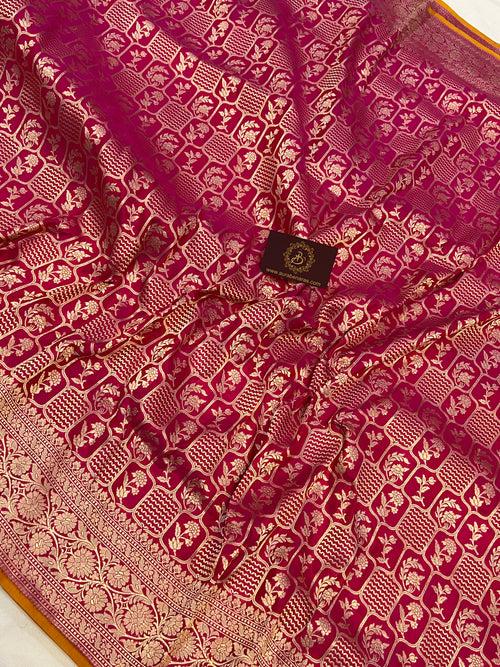 Rani Pink Pure Banarasi Handloom Katan Silk Saree