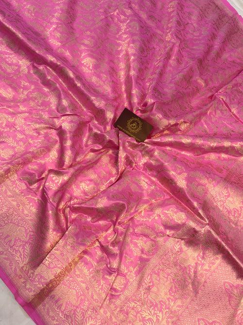 Baby Pink Banarasi Handloom Pure Katan Silk Saree