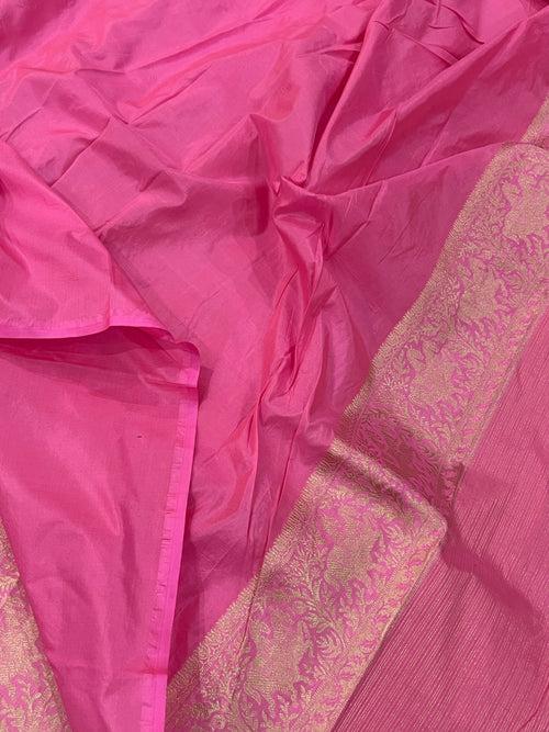Baby Pink Banarasi Handloom Pure Katan Silk Saree