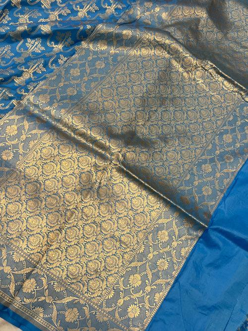 Blue Pure Banarasi Handloom Katan Silk Saree