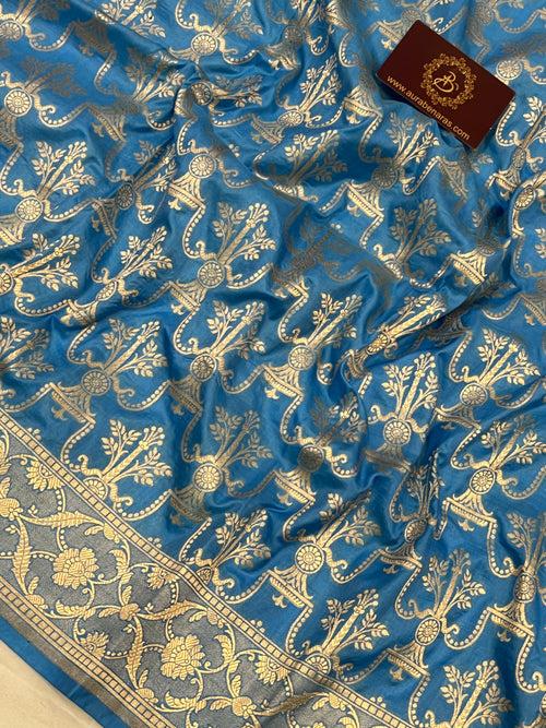 Blue Pure Banarasi Handloom Katan Silk Saree