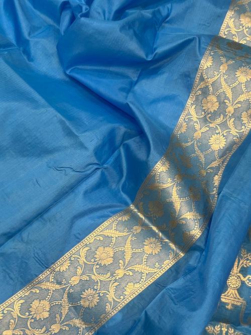 Blue Pure Banarasi Handloom Katan Silk Saree