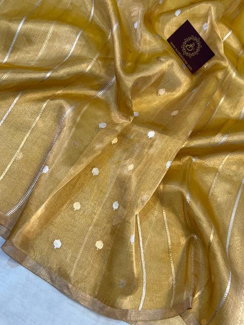Yellow Pure Banarasi Handloom Tissue Silk Saree