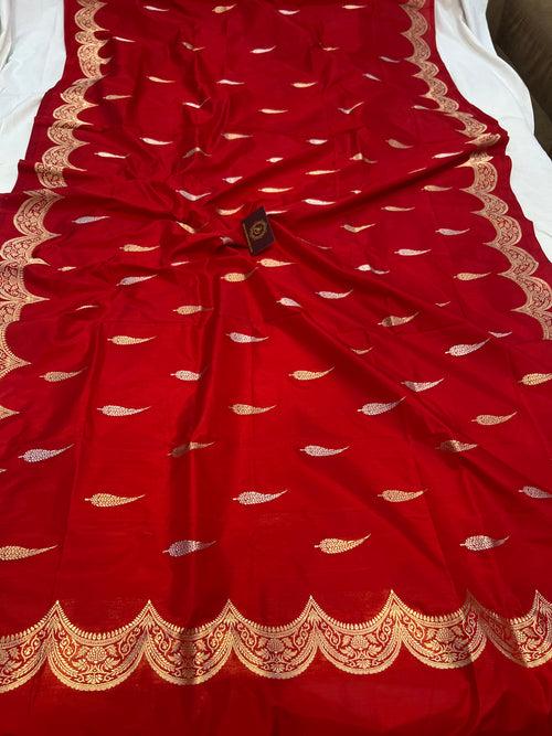 Red Banarasi Handloom Katan Silk Saree