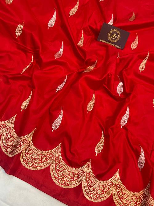 Red Banarasi Handloom Katan Silk Saree